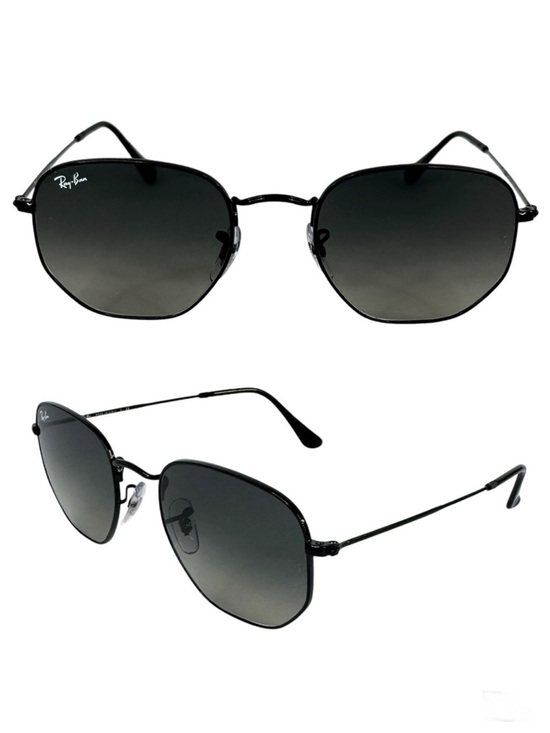 RAY-BAN RB3548 Sunglasses NEW Hexagonal Flat Lenses Black Made In Italy main image 4